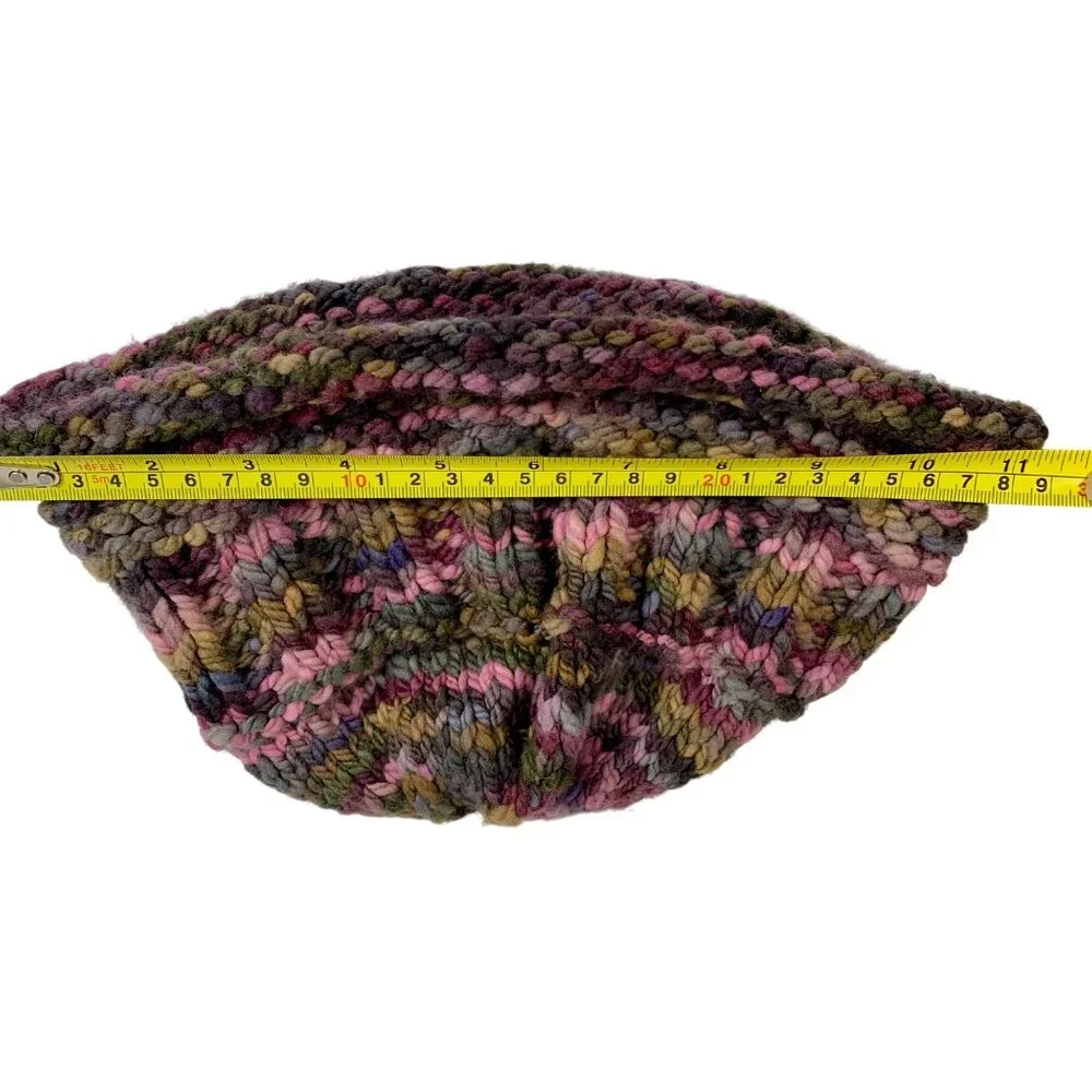 Handmade Knitted Crochet Multicolor Wool Blend Granny Beanie Hat For Adults